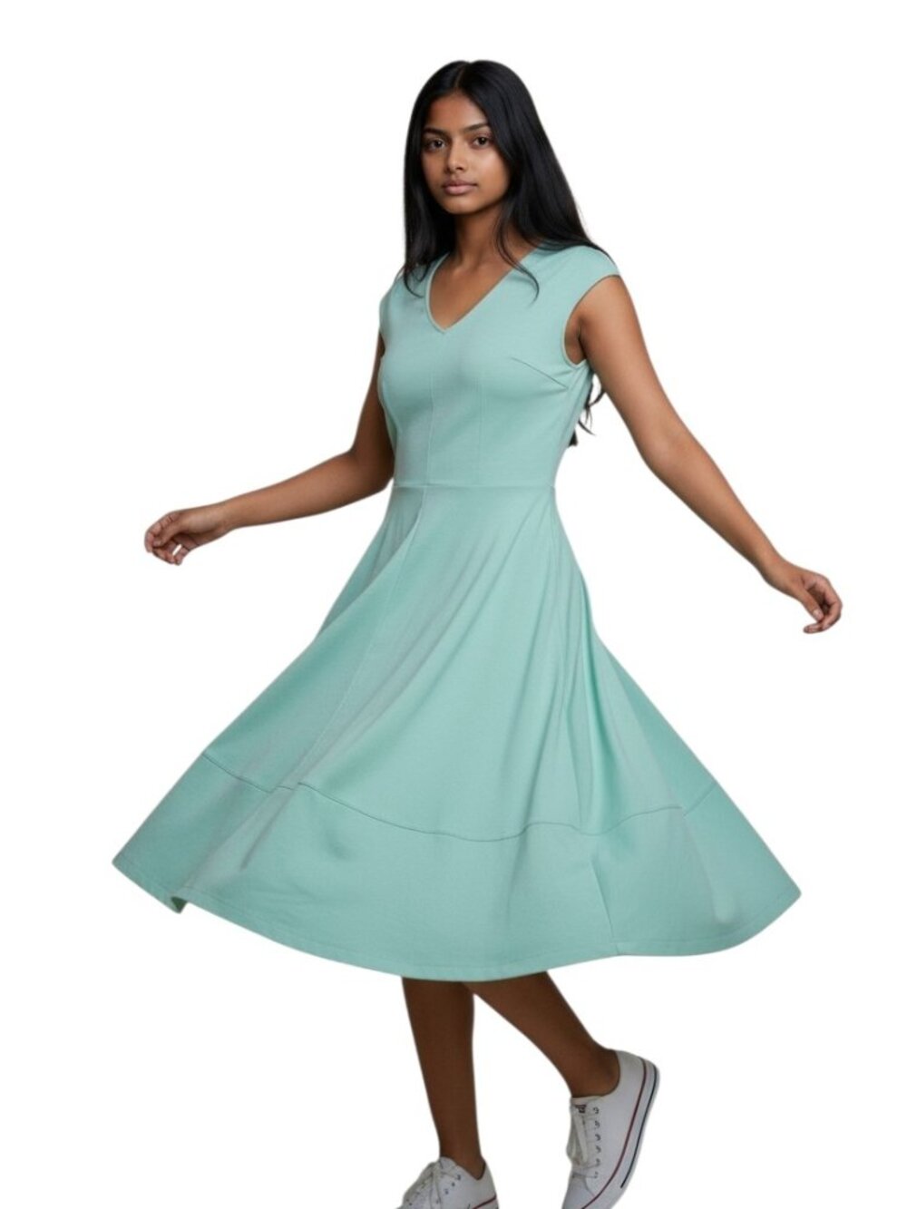 Bar III Fit & Flare Sleeveless Dress in Seafoam Green, Size Large